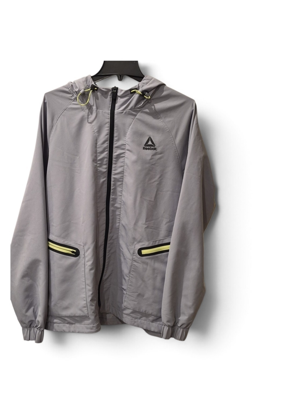 Reebok Men's Large Light Gray Hooded Windbreaker Jacket